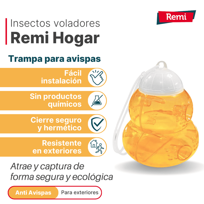 Trampa Ecologica Insectos Voladores avispas, avispones, moscas - Remi Hogar