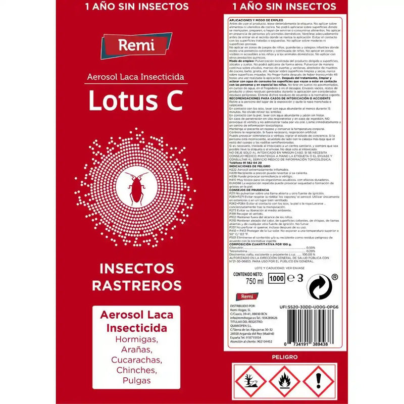 Laca - Spray Insecticida para Insectos Rastreros con Cánula 750 ml - Remi Hogar