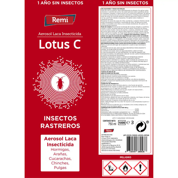 Laca - Spray Insecticida para Insectos Rastreros con Cánula 750 ml