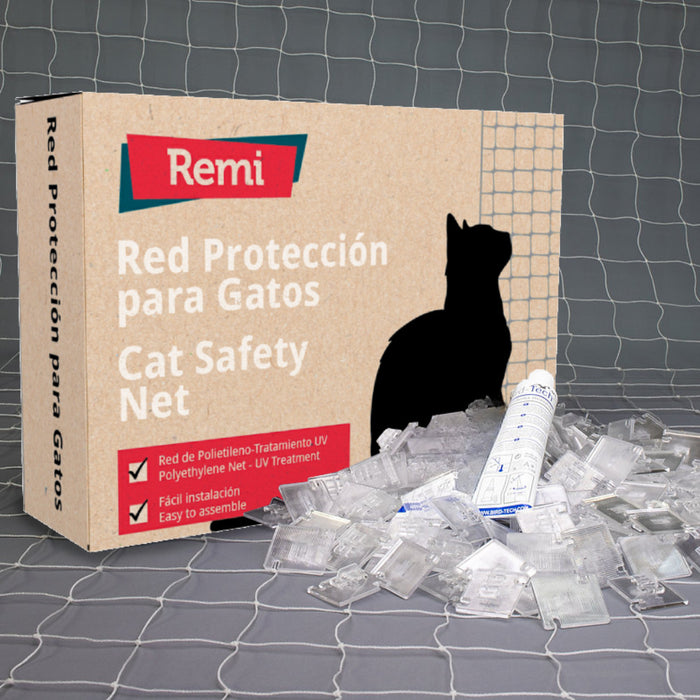 Red de Protección para Gatos Blanca – Kit Completo con Fijaciones y Silicona para Balcones