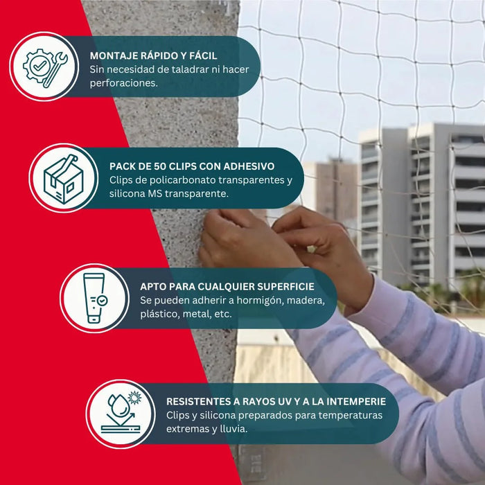 Red de Balcón para Gatos Blanca – Kit Completo con Fijaciones y Silicona para Balcones