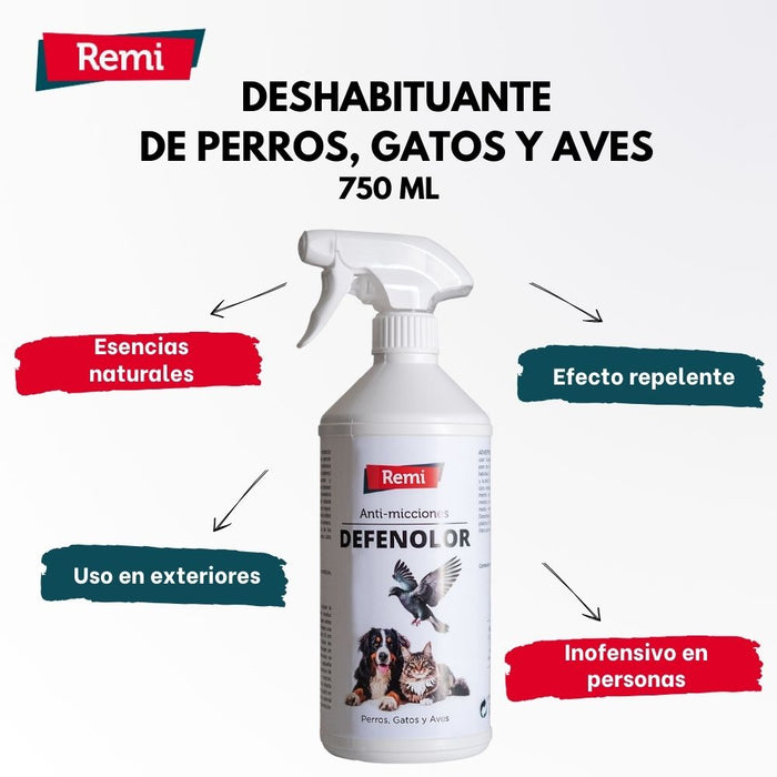 Defenolor - Spray anti micciones para perros, gatos y palomas 750 ml