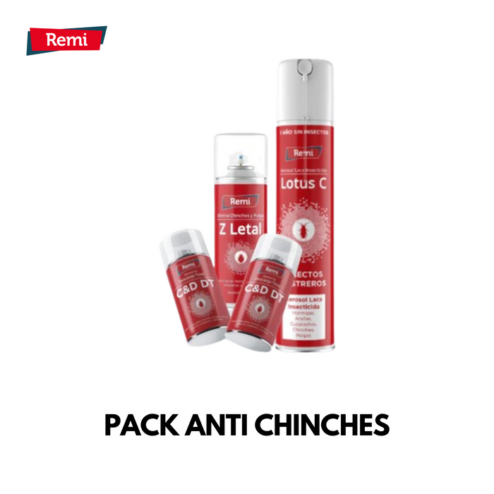 Pack fumigación Anti Chinches - 2 Descargas, 1 Spray, 1 Laca