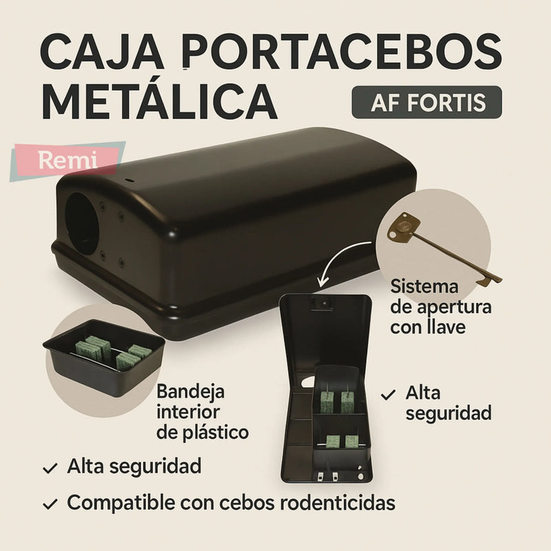 La AF Fortis es una caja portacebos metálica abierta