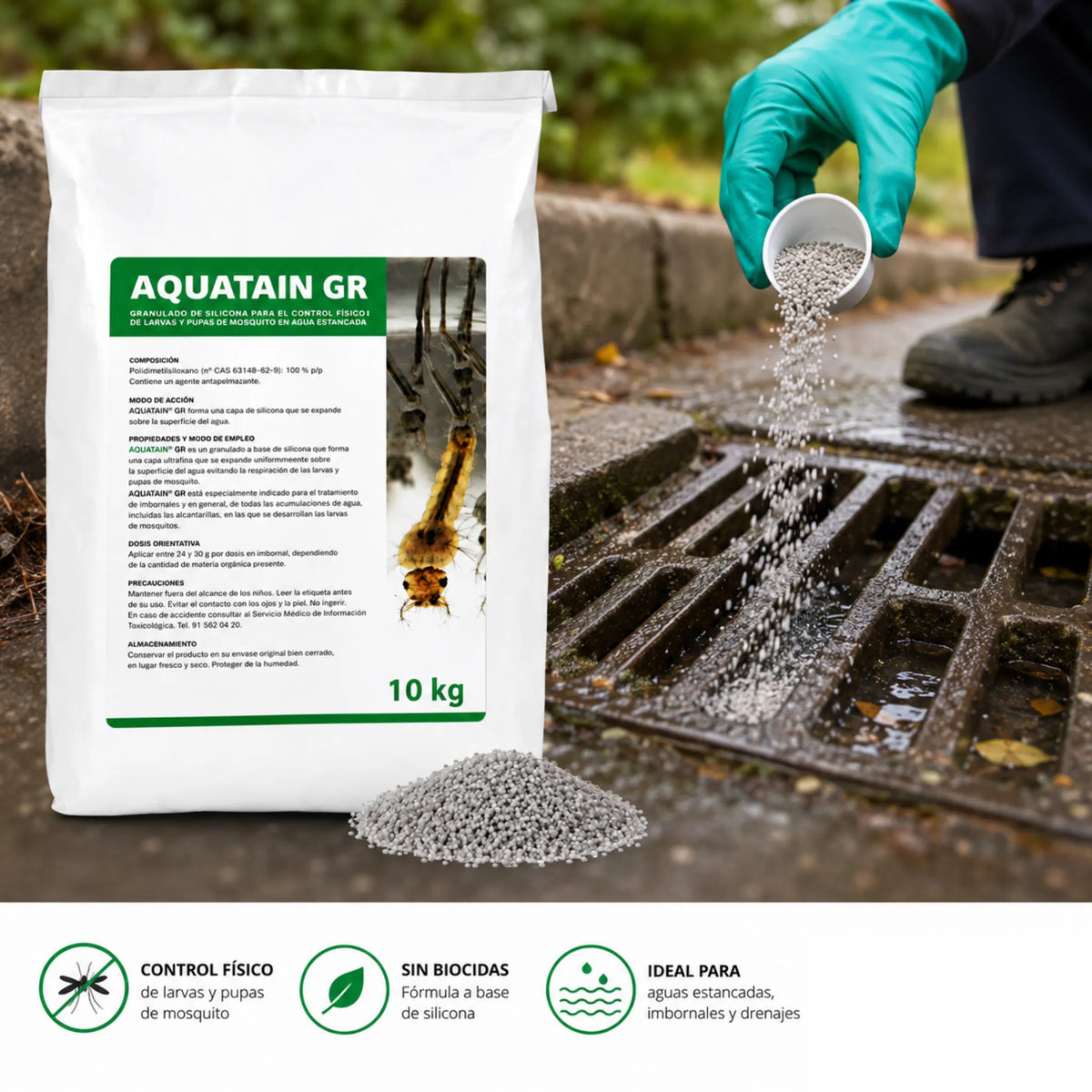 Aquatain GR: granulado antimosquitos para aguas estancadas