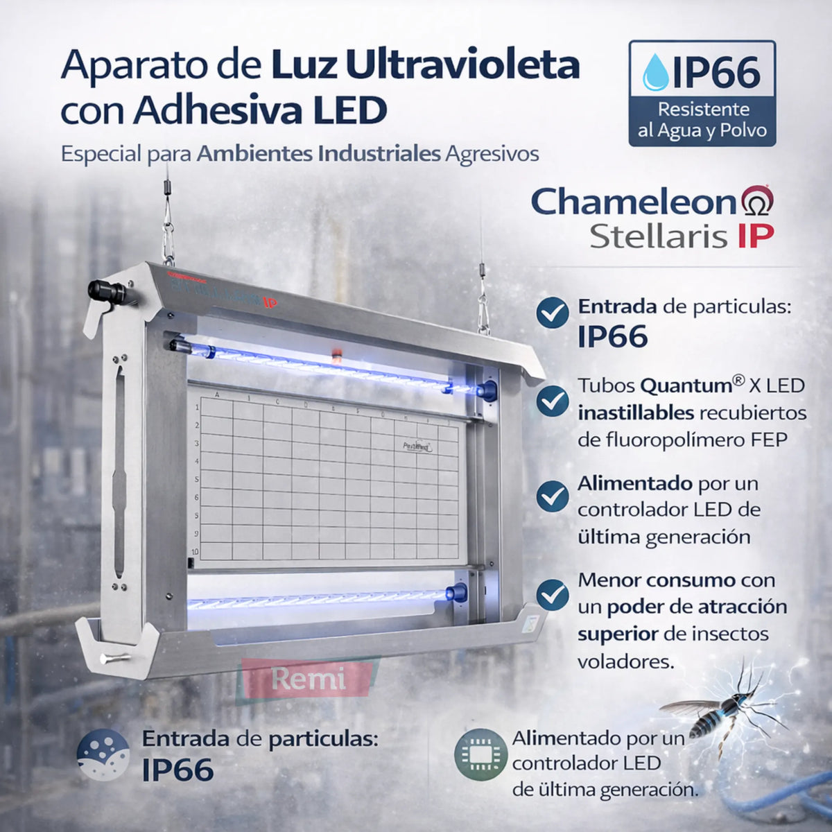 Insectocutor LED IP66 Chameleon Stellaris IP acero inoxidable