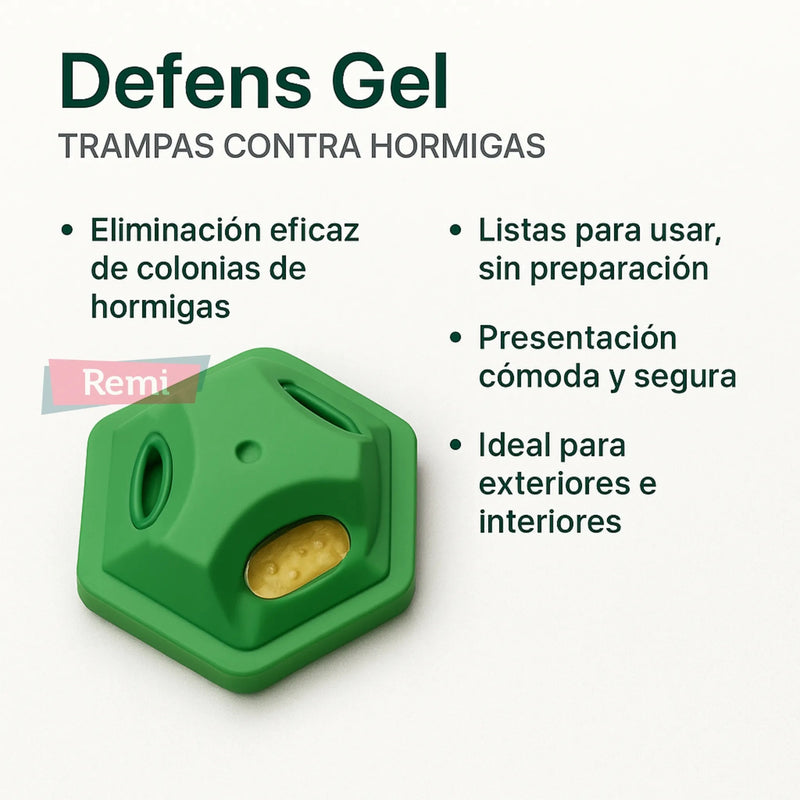 Cebo insecticida en gel para interior y exterior 20 unidades - Defens Gel Trampas Hormigas - Remi Hogar