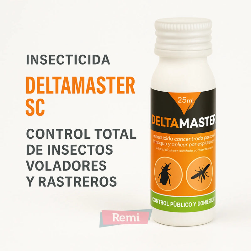 Insecticida concentrado líquido Deltamaster 25 ml para control profesional de insectos rastreros y voladores