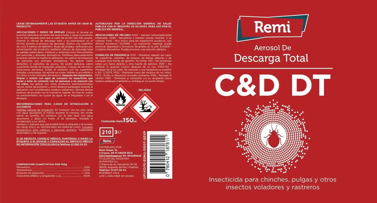 Descarga Total - Descarga Spray Insecticida para Insectos Rastreros y Voladores 150 ml