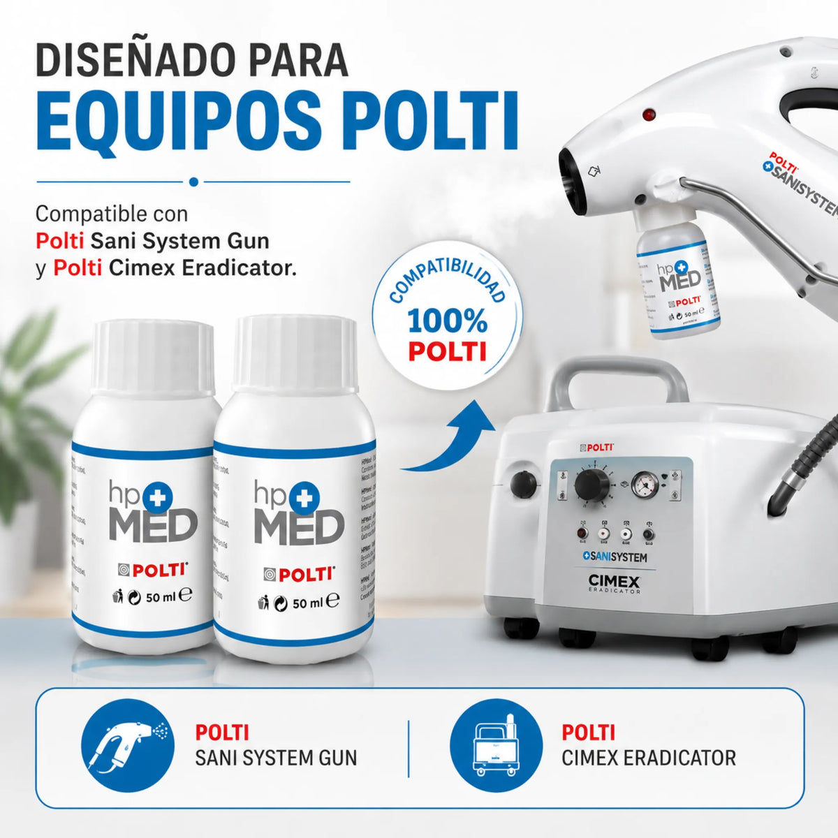 HPMed Detergente Sanificante con acción higienizante y Eliminación de Olores | Pack 2 Botellas + 4 Mechas
