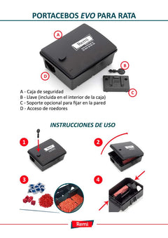 Pack 2 portacebos EVO para ratas + Raticida - Remi Hogar
