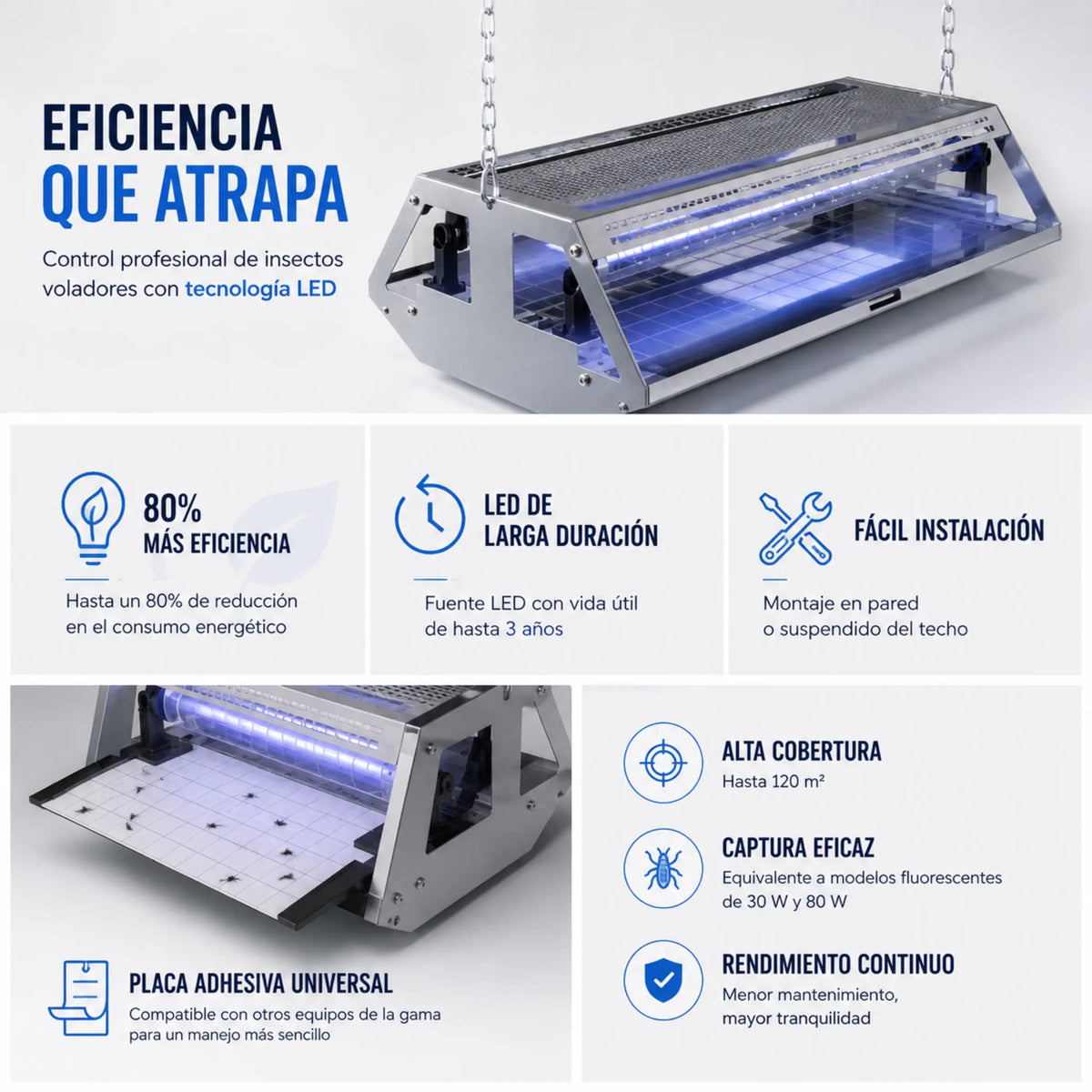 Flytrap 80 LED para captura profesional de insectos voladores