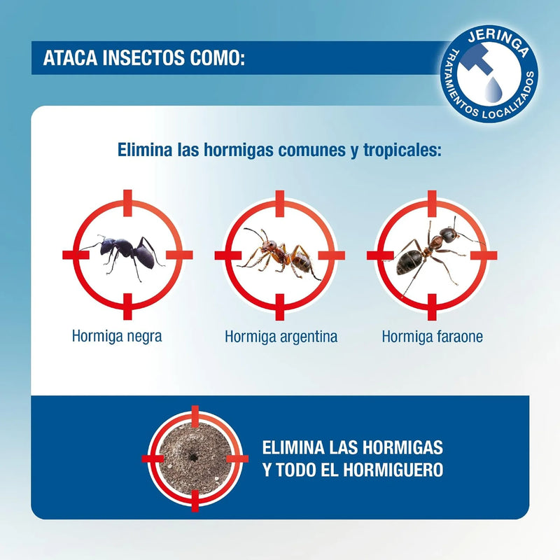 El Gel Antihormigas 7 g es un cebo insecticida listo para usar diseñado para el control de hormigas y hormigueros mediante aplicaciones pequeñas y localizadas.