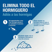 El Gel Antihormigas 7 g es un cebo insecticida listo para usar diseñado para el control de hormigas y hormigueros mediante aplicaciones pequeñas y localizadas.