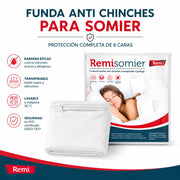 Funda Anti Chinches para Somier con Cremallera | Protección Integral Anti Ácaros, Antibacteriana y Transpirable RemiSomier
