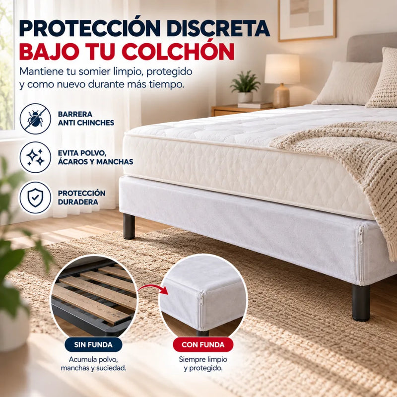 Funda Anti Chinches para Somier con Cremallera | Protección Integral Anti Ácaros, Antibacteriana y Transpirable RemiSomier