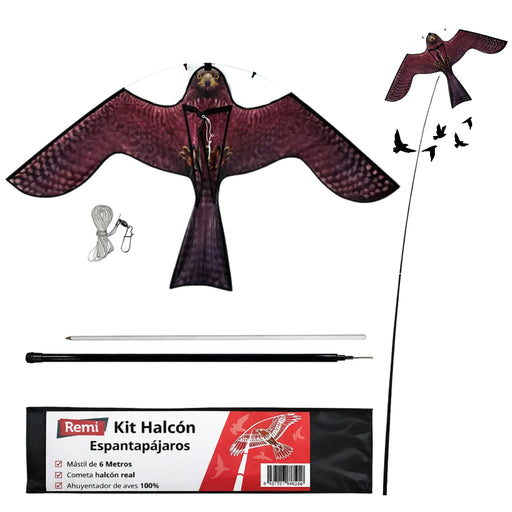 Halcón Espantapájaros con Mástil 6 metros - Ahuyentador Natural de Aves para Jardines y Cultivos