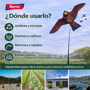 Halcón Espantapájaros con Mástil 6 metros - Ahuyentador Natural de Aves para Jardines y Cultivos
