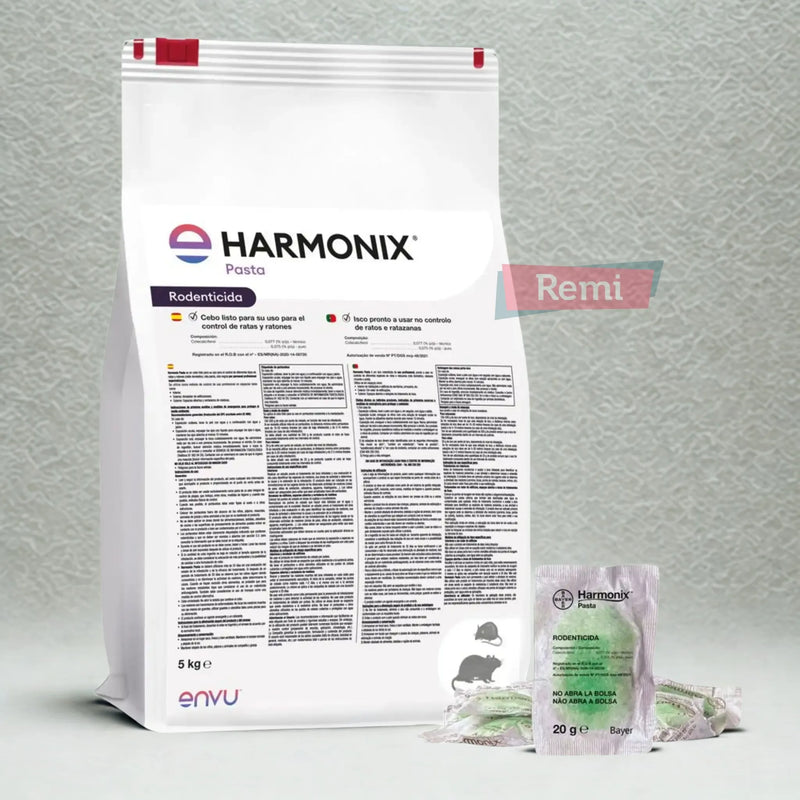 Cebo fresco rodenticida con Colecalciferol 0,075% - Harmonix Pasta 5 kg - Remi Hogar