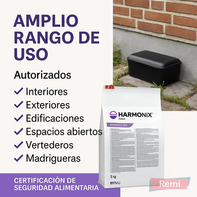 Cebo fresco rodenticida con Colecalciferol 0,075% - Harmonix Pasta 5 kg - Remi Hogar