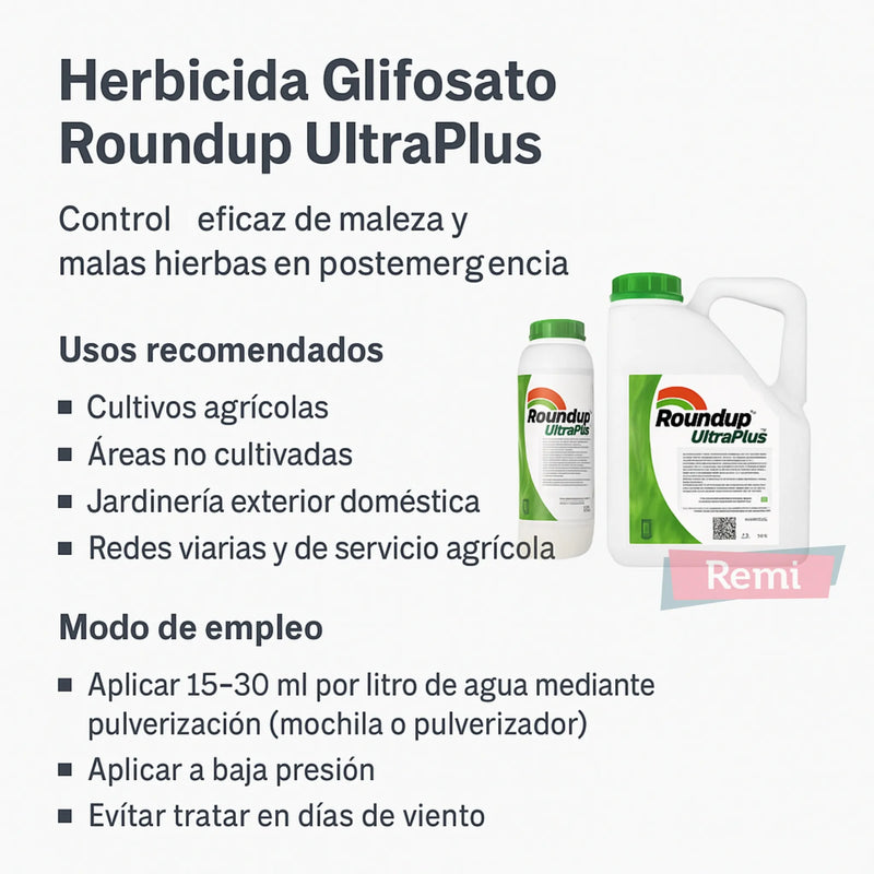 Herbicida Glifosato Roundup Ultra Plus - Remi Hogar