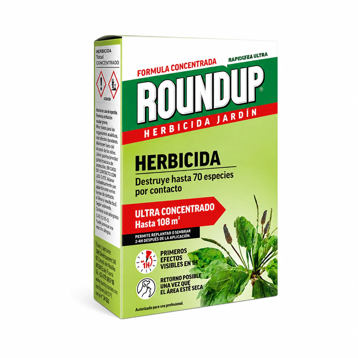 Herbicida ecológico Roundup 250 ml concentrado para eliminar malas hierbas de forma eficaz en 1 hora