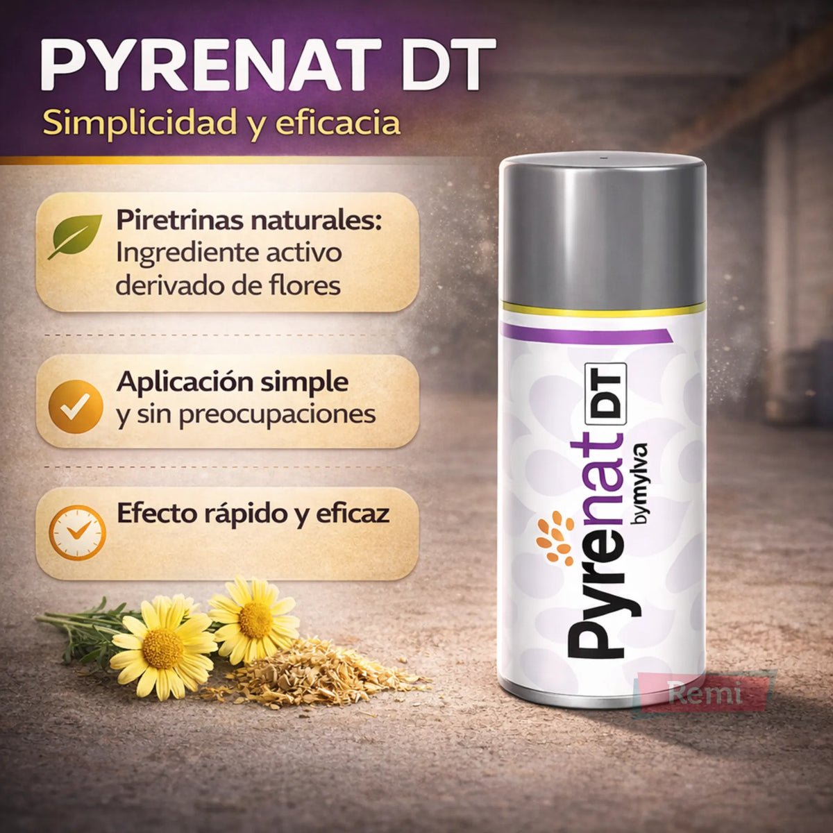 Aerosol insecticida descarga Pyrenat DT contra insectos voladores y rastreros 250 ml