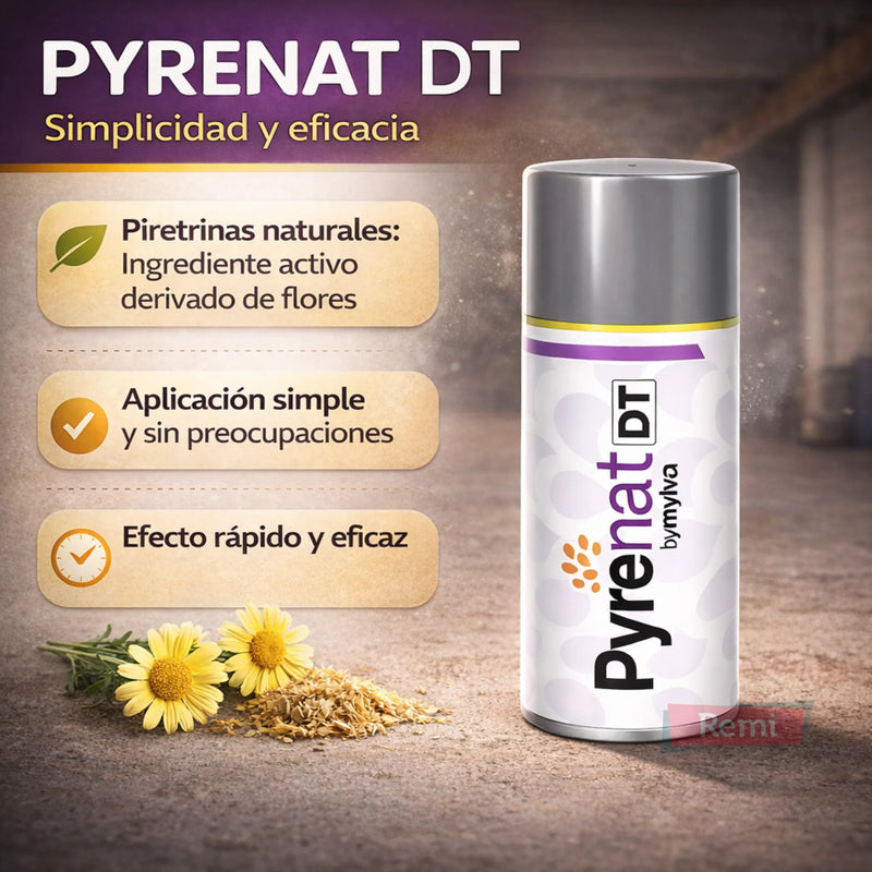 Aerosol insecticida descarga Pyrenat DT contra insectos voladores y rastreros 250 ml
