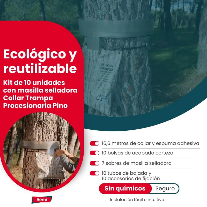 Kit 10 Trampas para procesionaria Premium - Écopiège Ecorce - Remi Hogar