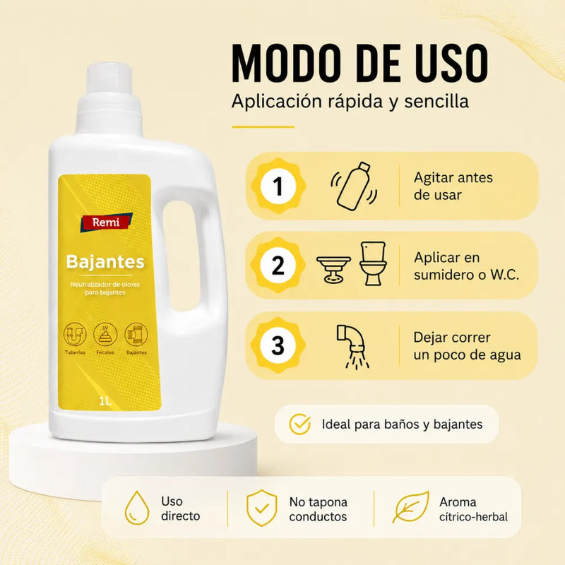 Neutralizador de olores para desagües, tuberías y bajantes