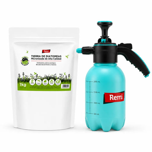 Kit Tierra de Diatomeas 1 kg de alta pureza y Pulverizador 2 L insecticida