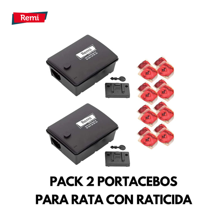 Pack 2 portacebos EVO para ratas + Raticida - Remi Hogar