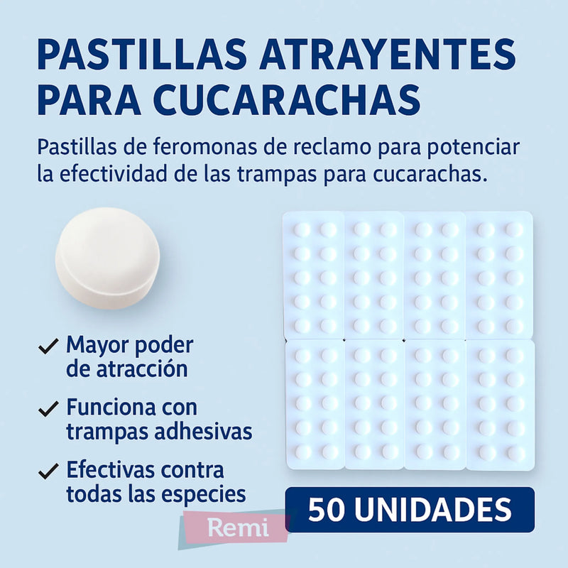Pastillas atrayentes trampas cucaracha 50 unidades - Remi Hogar