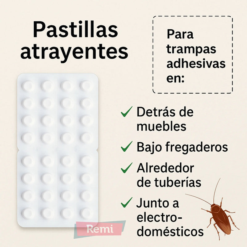 Pastillas atrayentes trampas cucaracha 50 unidades - Remi Hogar