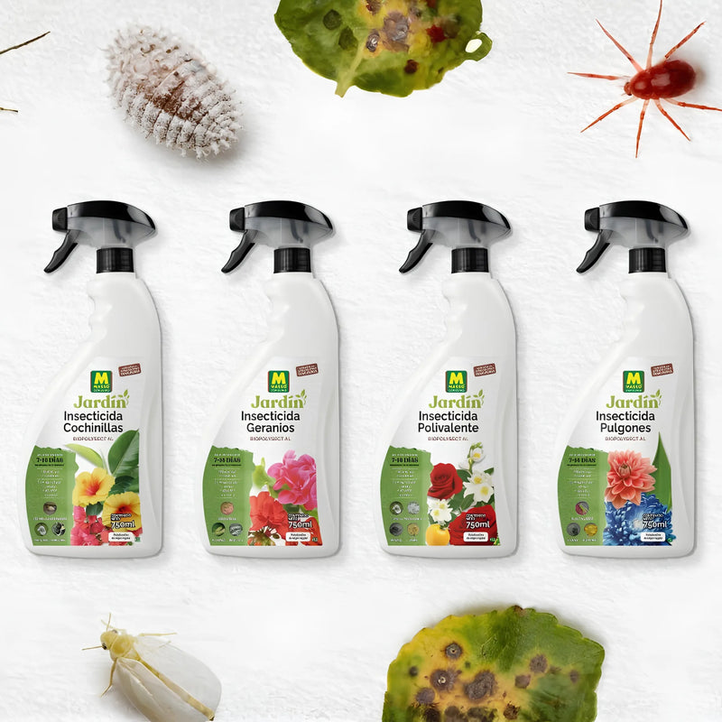 Insecticida ecológico listo para usar con acción preventiva y curativa contra Pulgones, Mosca Blanca, Ácaros y Araña Roja