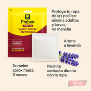 Bolsa Antipolillasy larvas con aroma - Preben - Remi Hogar
