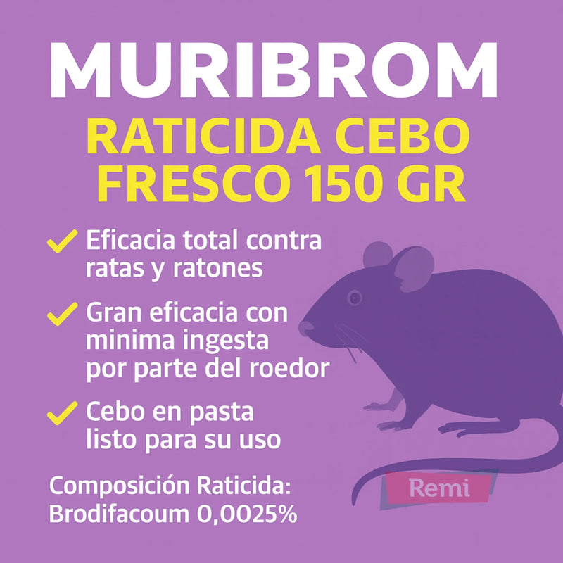Raticida Cebo Fresco 150 gr Brodifacoum - Quimunsa - Remi Hogar