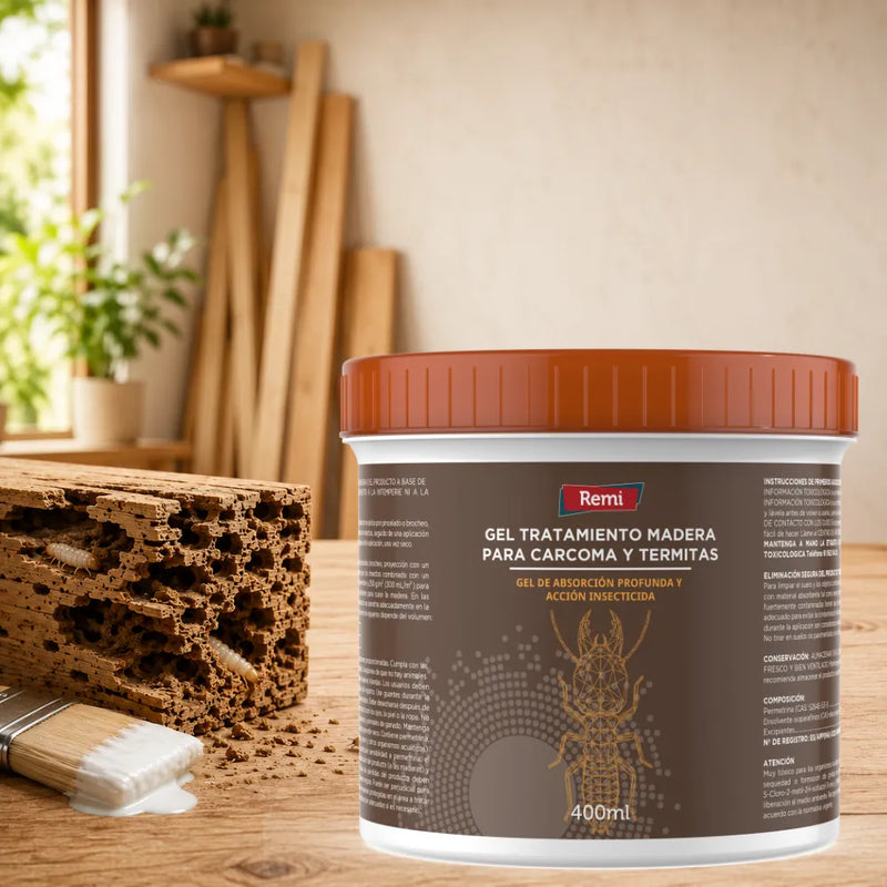 Gel Tratamiento Madera Carcoma y Termitas 400 ml Protector de Madera Listo para Usar en Interior