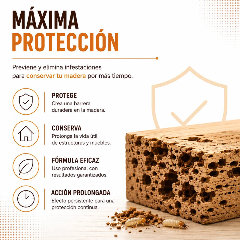 Gel Tratamiento Madera Carcoma y Termitas 400 ml Protector de Madera Listo para Usar en Interior