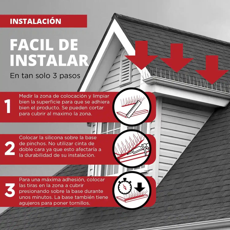 Pinchos AntiPalomas E - 40 Base Policarbonato (1 metro) - Remi Hogar