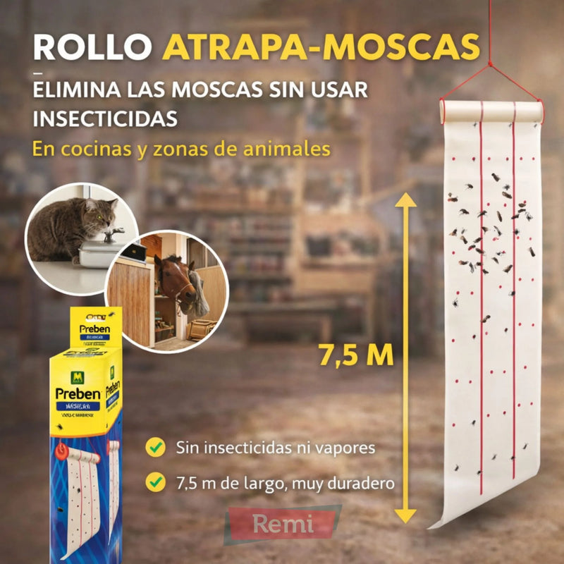 Massó - Rollo atrapa-moscas Preben sin insecticidas para interiores Preben