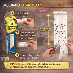 Massó - Rollo atrapa-moscas Preben sin insecticidas para interiores Preben