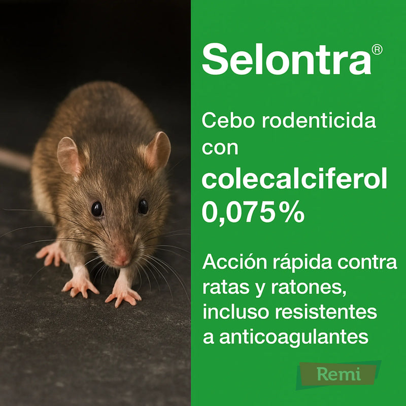 Cebo rodenticida con Colecalciferol 0,075% - Selontra Bloque Blando 3 kg - Remi Hogar