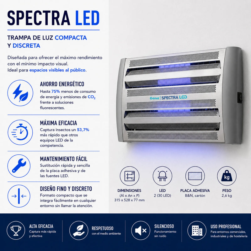 Spectra LED Trampa para Insectos Voladores Profesional