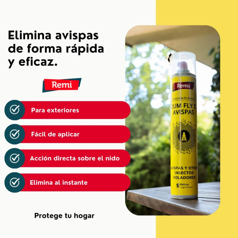 Spray Insecticida Anti Avispas, avispón y avispa asiática 750 ml - Remi Hogar