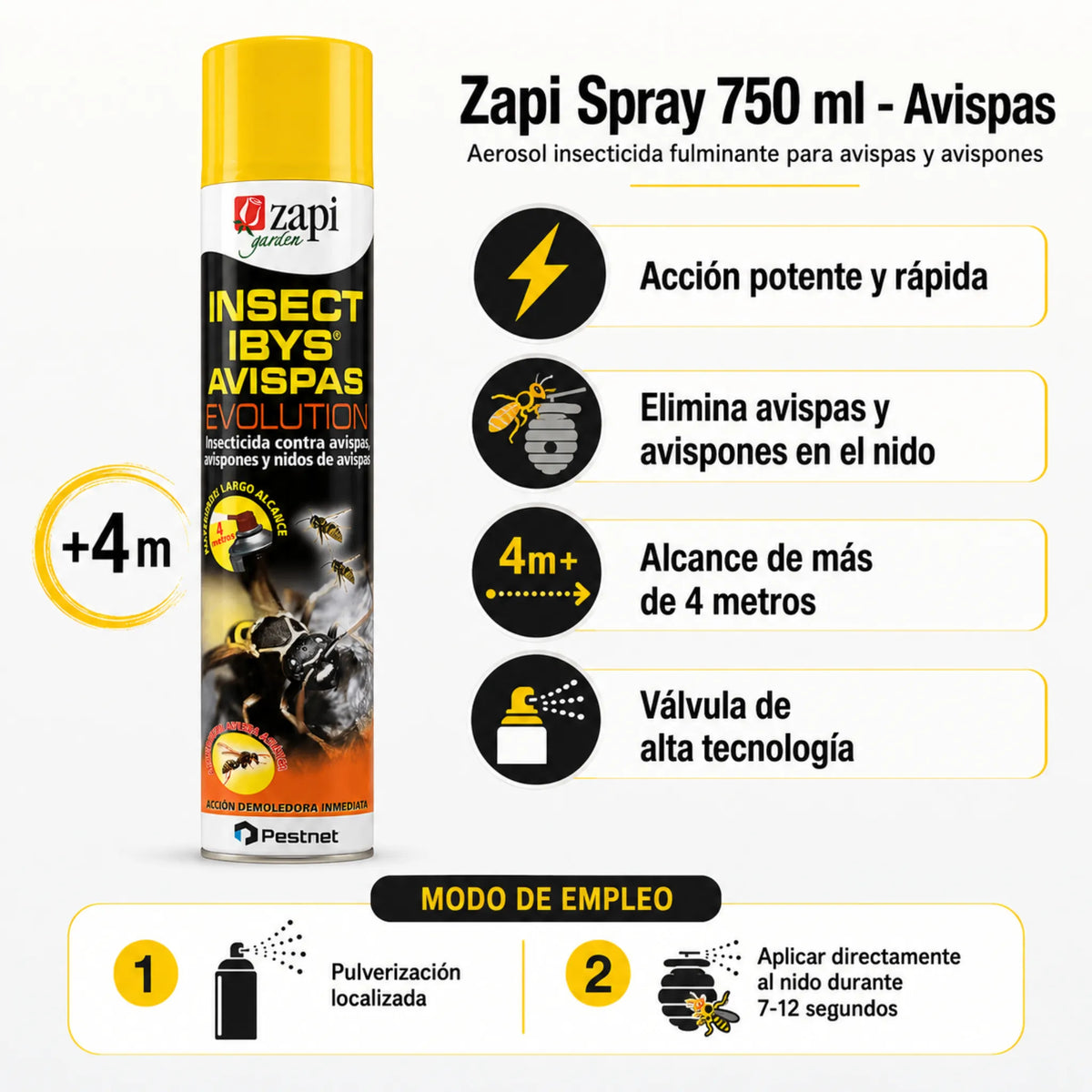 Aerosol insecticida para eliminar avispas y avispones en el nido