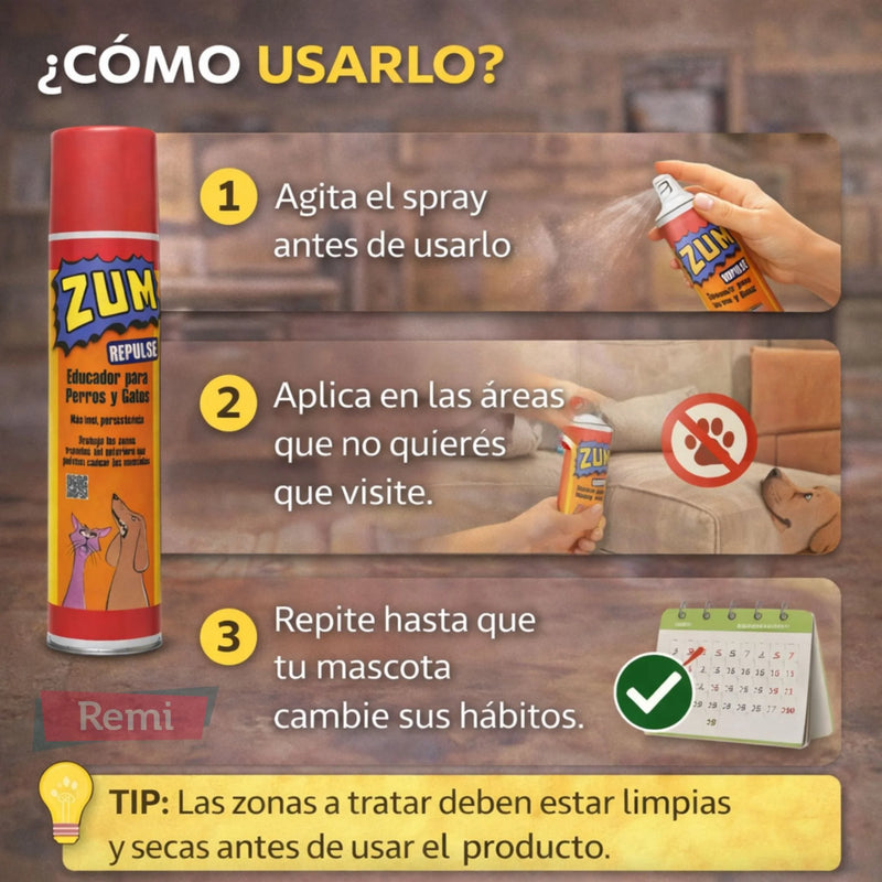 Spray Educador para Perros y Gatos de Alta Persistencia - ZUM
