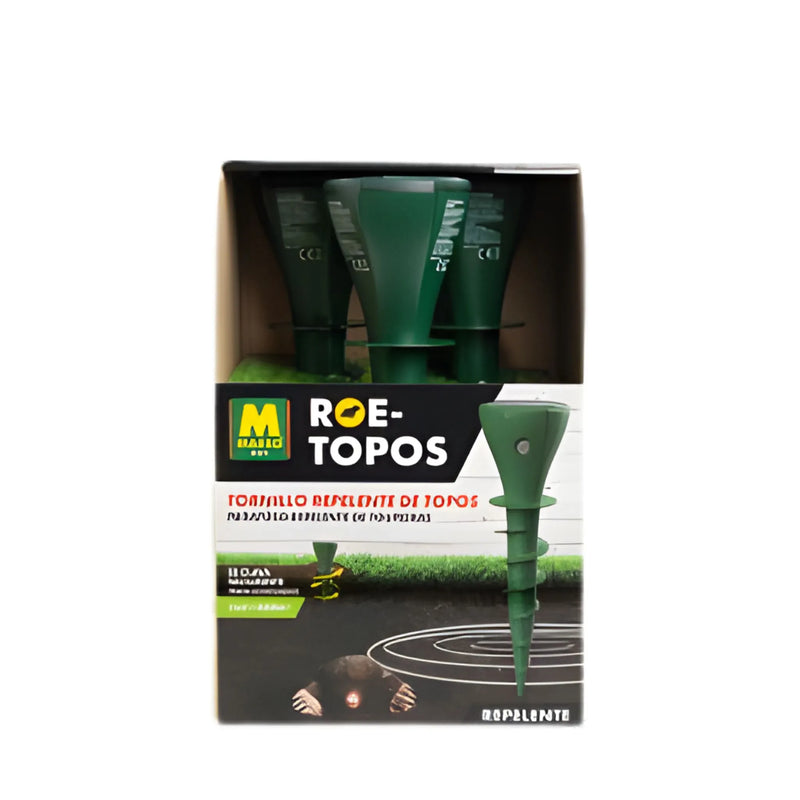 Massó - Tornillo repelente de topos ROE solar para jardines y huertos