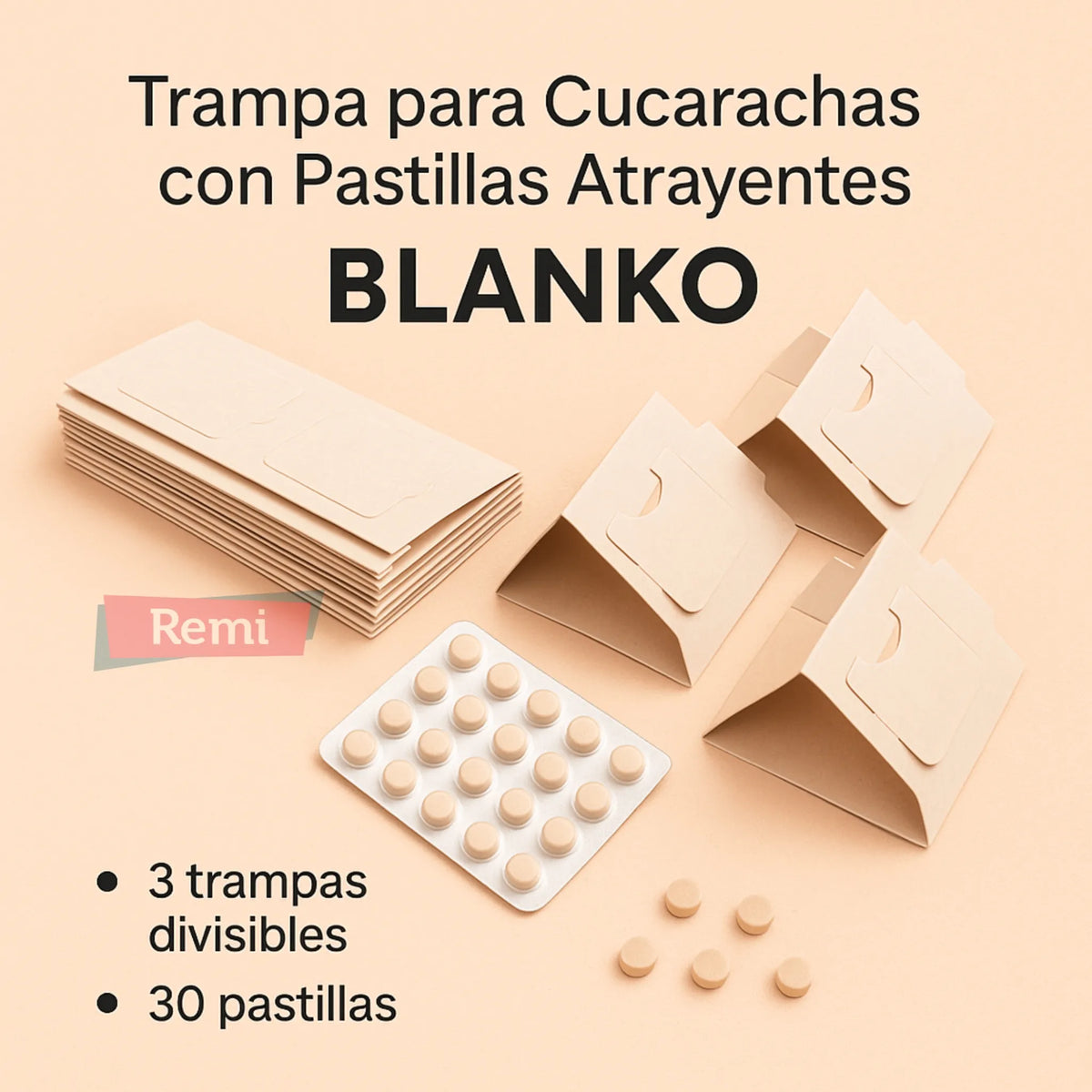 Trampa Cucarachas con Pastillas Atrayentes Cucarachas - Blanko - Remi Hogar