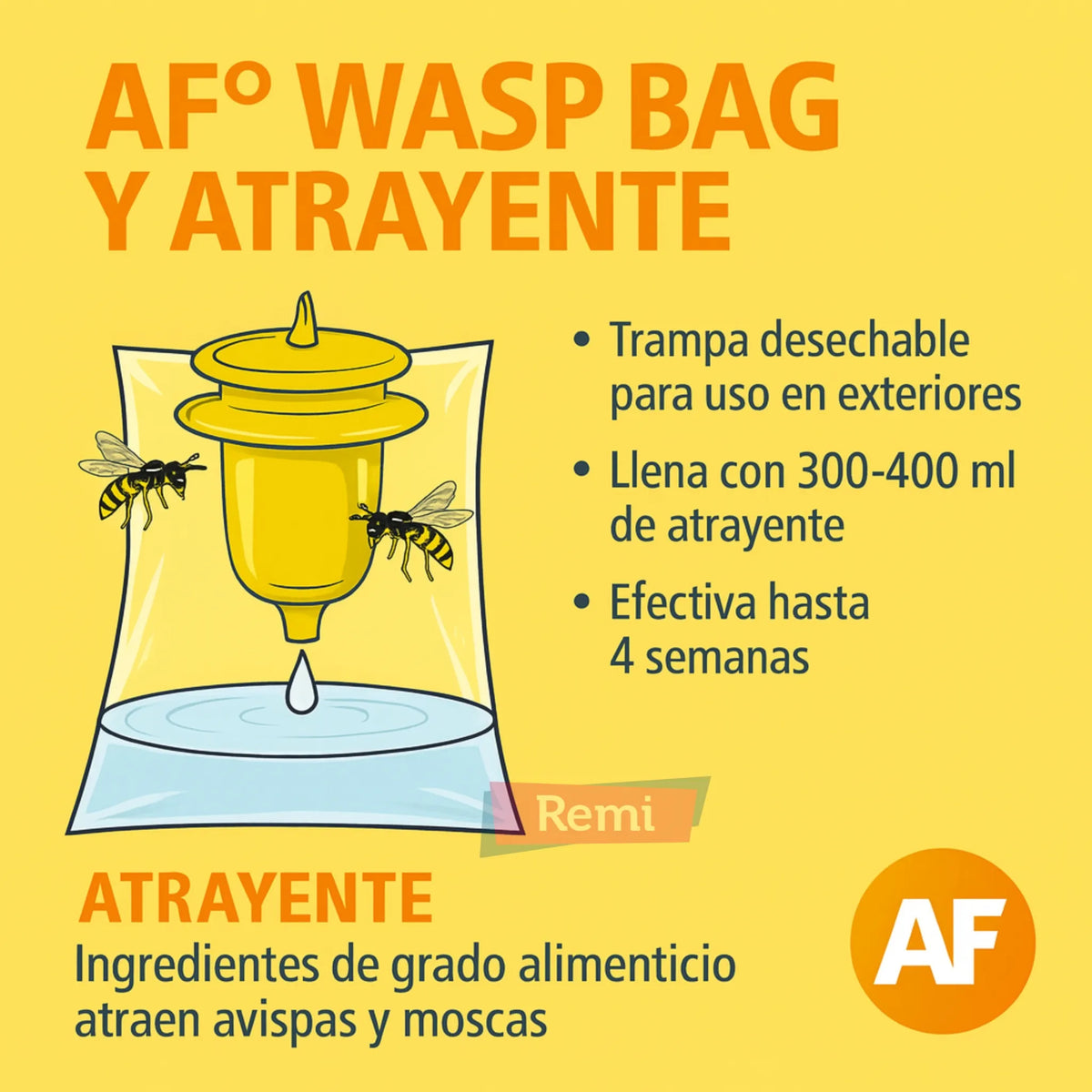 Trampa desechable para avispas con atrayente - Agrisense - Remi Hogar